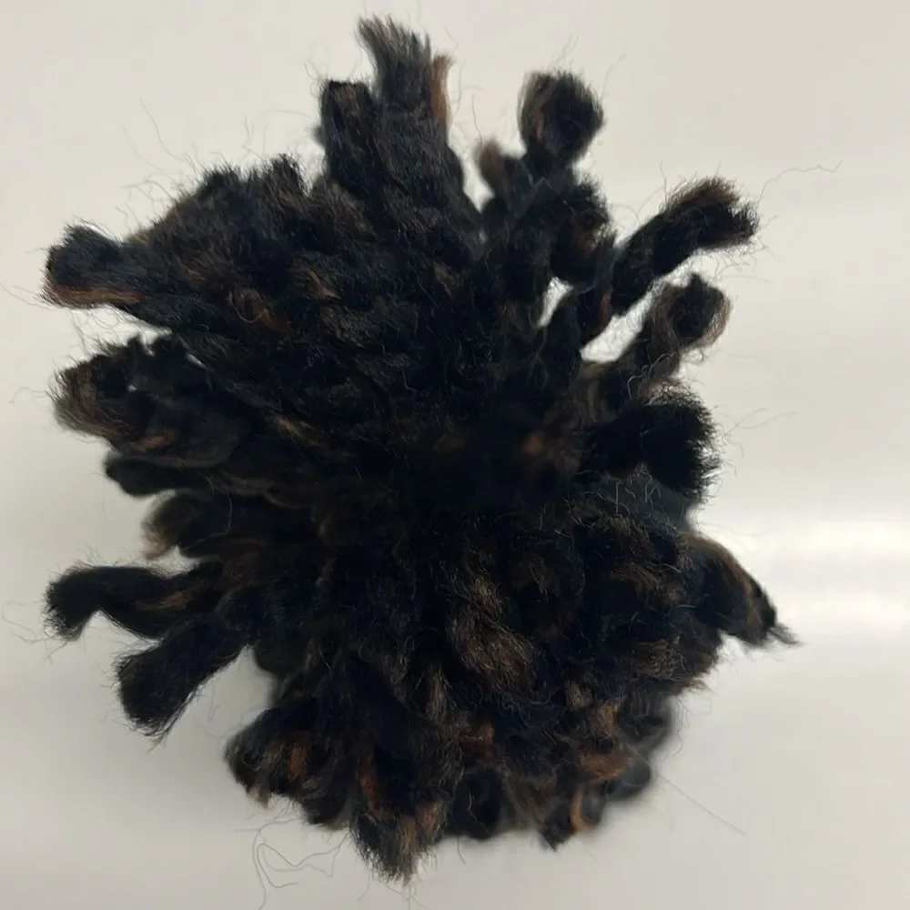 Homemade Wool and Acrylic Knitted Black & Brown Marbled Winter Hat- Chid/Small